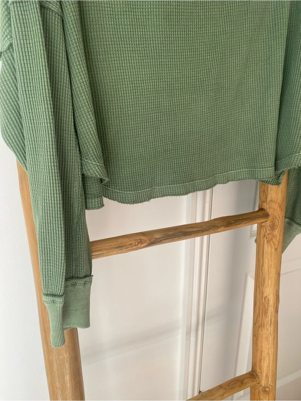 We the Free Free People Close To You Cotton Waffle Knit Top In Cool Moss Green